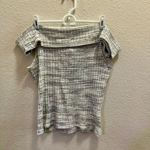 Express Off Shoulder Short Sleeve Gray Knit Sweater Size XL